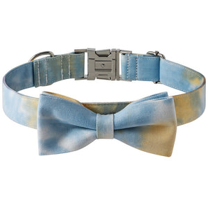 New Cotton Tie-dye Pet Collar Alloy Buckle Bow