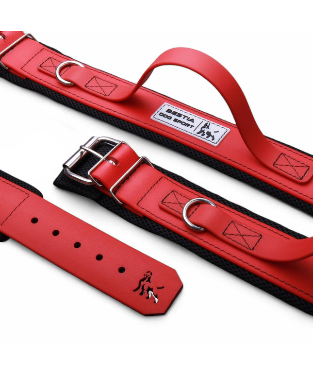 BESTIA DOG SPORT HANDLE COLLAR ALL RED-0