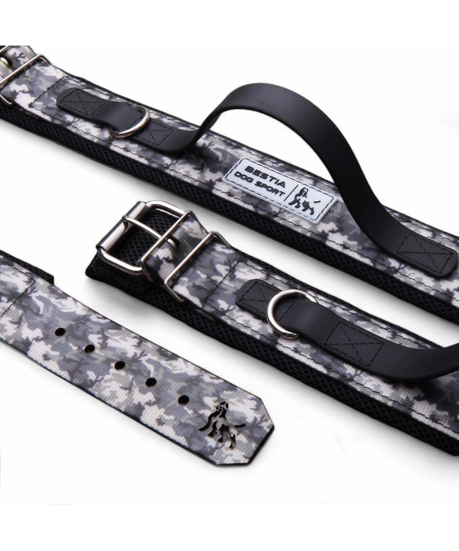 BESTIA DOG SPORT HANDLE COLLAR GREY CAMO-0