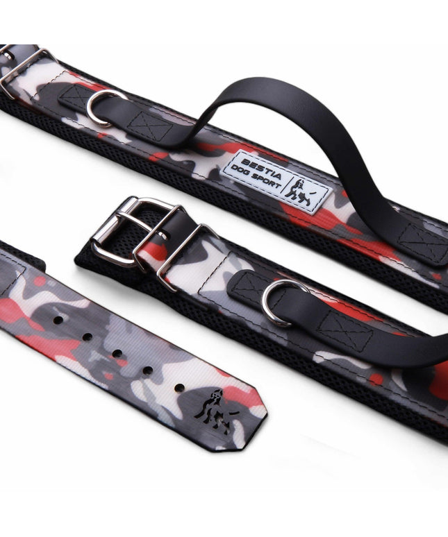 BESTIA DOG SPORT HANDLE COLLAR RED CAMO-0