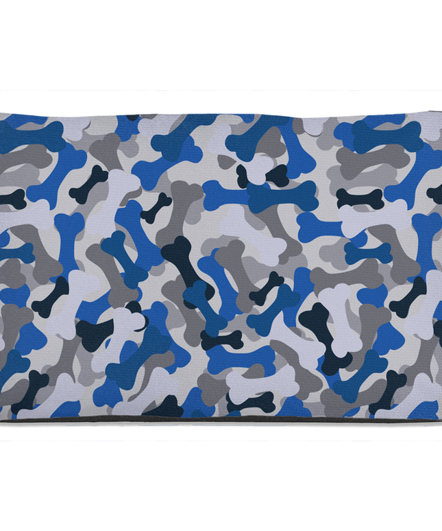 Bone Camo Blue Dog Bed