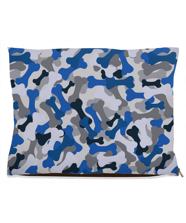 Bone Camo Blue Dog Bed