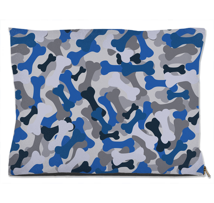 Bone Camo Blue Dog Bed