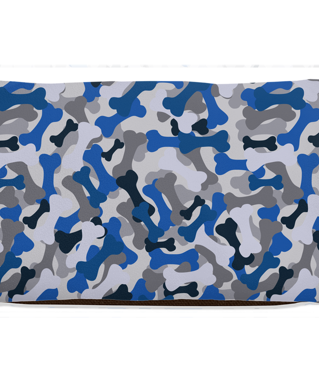 Bone Camo Blue Dog Bed