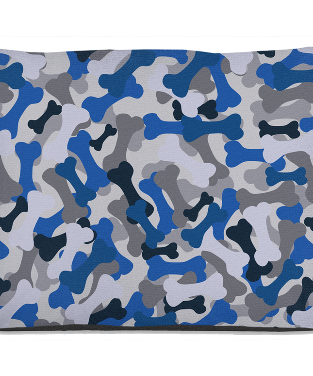 Bone Camo Blue Dog Bed