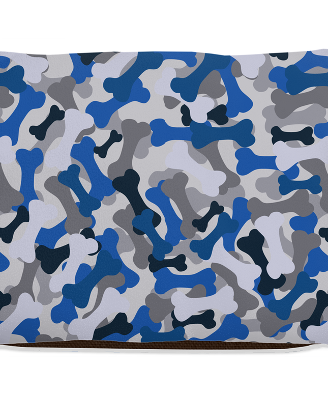 Bone Camo Blue Dog Bed