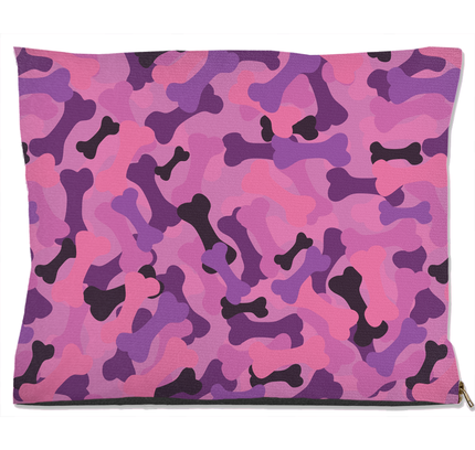 Bone Camo Pink Dog Bed-4