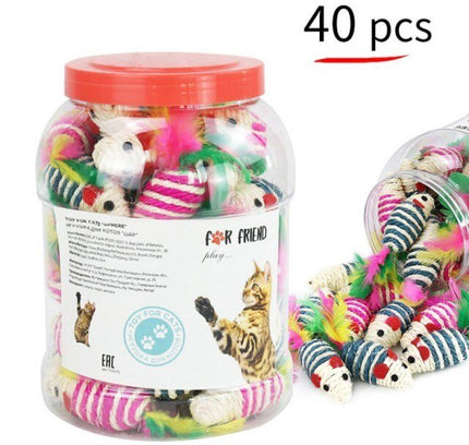 1Set Fun Rainbow Ball Cat Toy Colorful Ball Interactive Pet Kitten Scratch Natural Foam Ball Training Pet Supplies Product-5