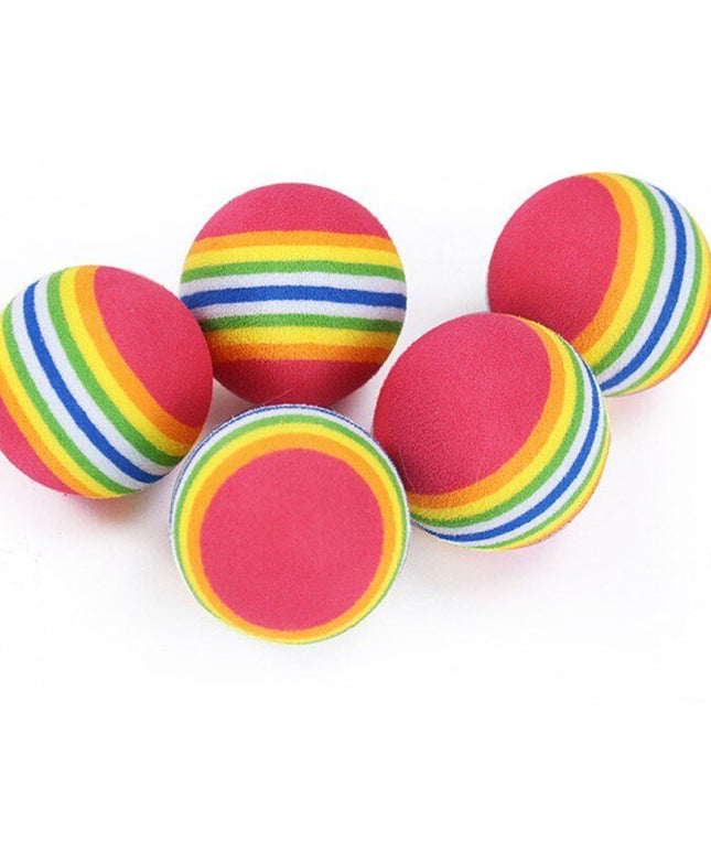 1Set Fun Rainbow Ball Cat Toy Colorful Ball Interactive Pet Kitten Scratch Natural Foam Ball Training Pet Supplies Product-4