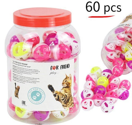 1Set Fun Rainbow Ball Cat Toy Colorful Ball Interactive Pet Kitten Scratch Natural Foam Ball Training Pet Supplies Product-1