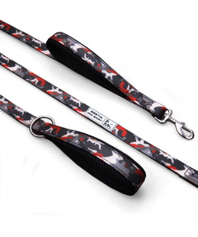 BESTIA DOG SPORT dual handle leash Red Camo-0