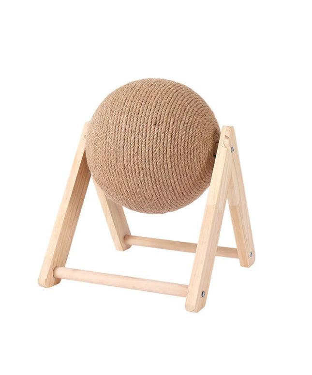 Vibe Geeks Cat Wooden Scratching Post Interactive Sisal Pet Scratching Ball