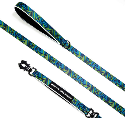 BESTIA DOG SPORT GripPro Leash Blue&Green Print-0