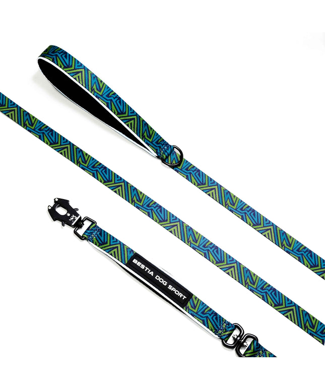 BESTIA DOG SPORT GripPro Leash Blue&Green Print-0