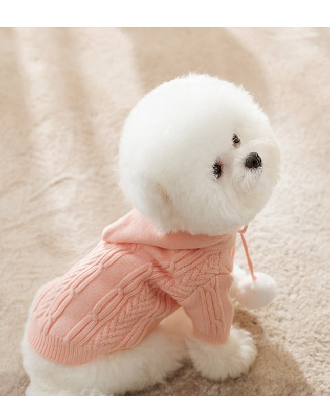 The "Cozy Pom-Pom" Hooded Sweater (Warmth & Style)