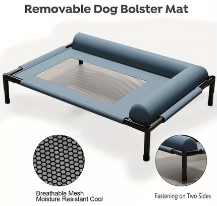 Cooling Raised Dog Bed with Pillow Support-1