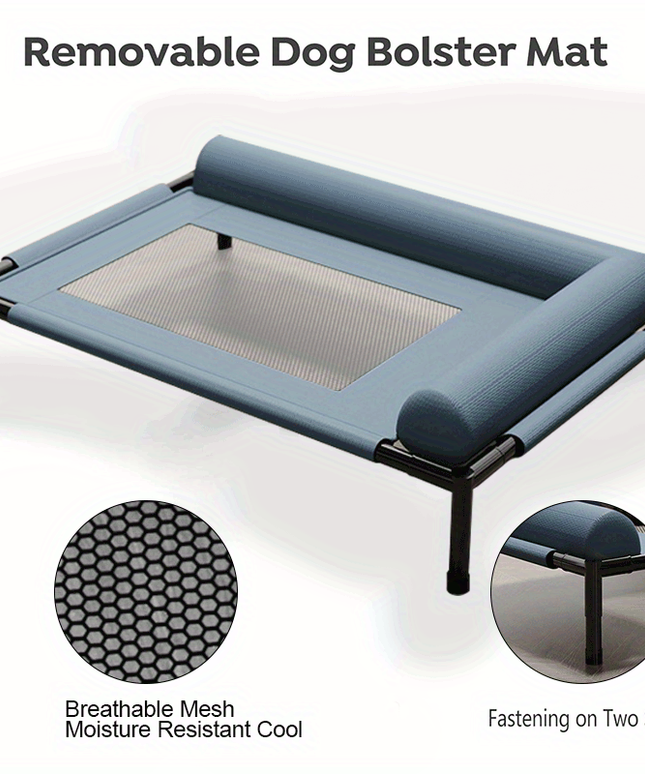 Cooling Raised Dog Bed with Pillow Support-1
