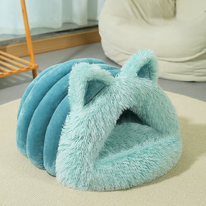 Cat Dog Bed Plush Cat Ears Decoration Large Collar Pet Bed Warm Thick Pet Supplies Suitable For Kittens And Puppies