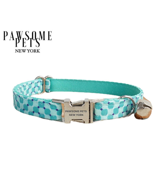 SMALL SIZE DOG & CAT COLLAR - PEACOCK BLUE STRIPE-0