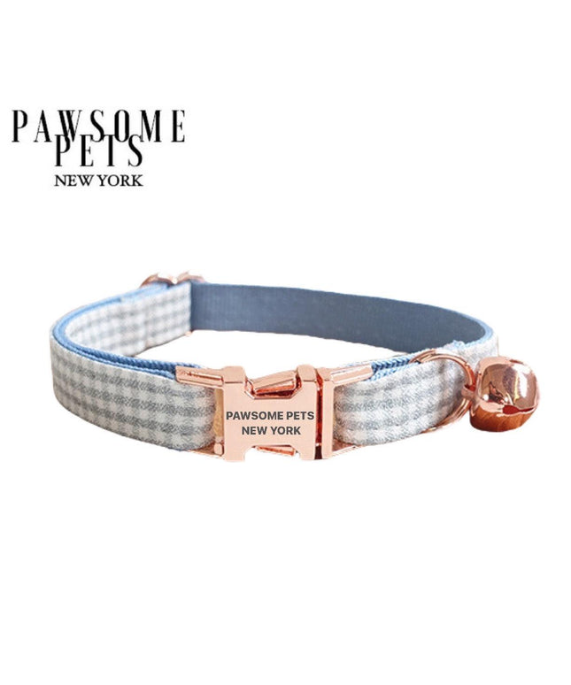 SMALL SIZE DOG & CAT COLLAR - BLUE GREY STRIPE-0