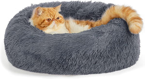 Indoor Solid Color Non-slip Round Fluffy Plush Pet Bed
