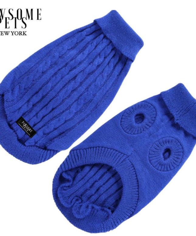 DOG AND CAT CABLE KNIT SWEATER - DARK BLUE-0