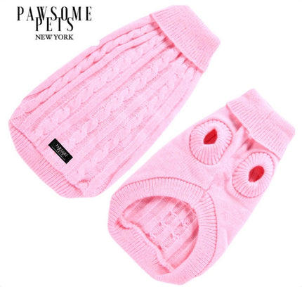 DOG AND CAT CABLE KNIT SWEATER - LIGHT PINK-0