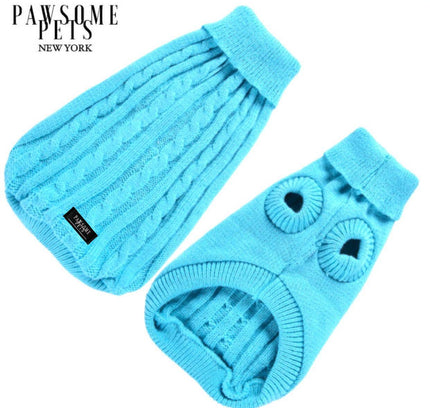 DOG AND CAT CABLE KNIT SWEATER - SKY BLUE-0