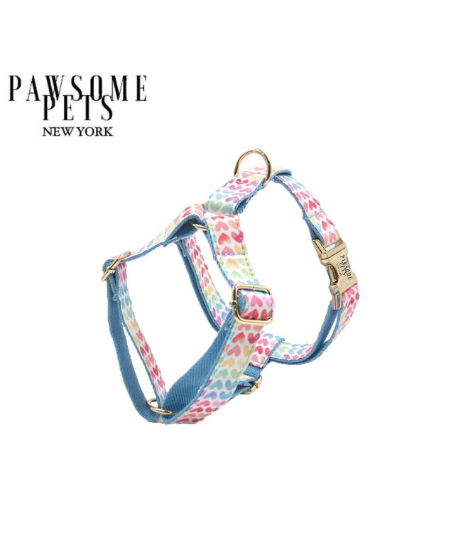STEP IN HARNESS - RAINBOW HEART BLUE-0