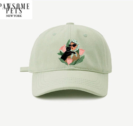 CAT MOM HAT - LADY WITH BLACK CAT-0