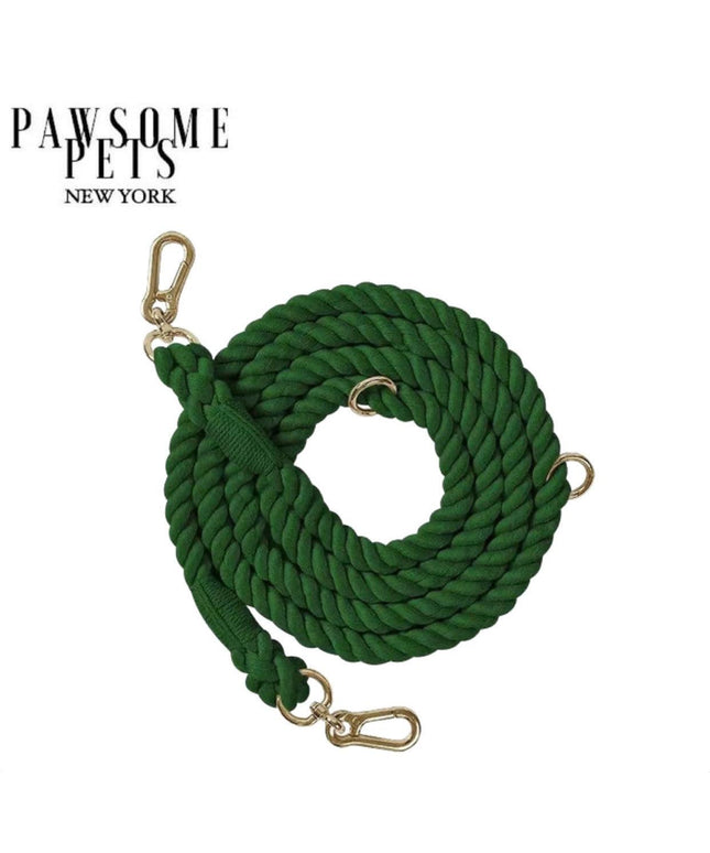 HANDS FREE DOG ROPE LEASH - HUNTER GREEN-0