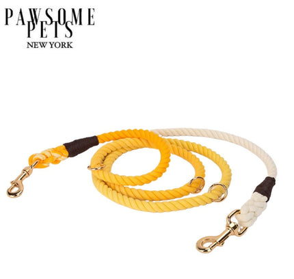 HANDS FREE DOG ROPE LEASH - OMBRE DARK YELLOW-0
