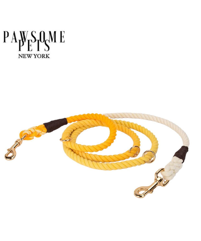 HANDS FREE DOG ROPE LEASH - OMBRE DARK YELLOW-0