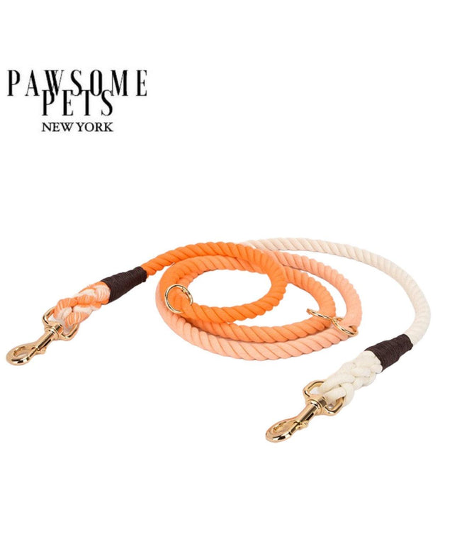 HANDS FREE DOG ROPE LEASH - OMBRE ORANGE-0