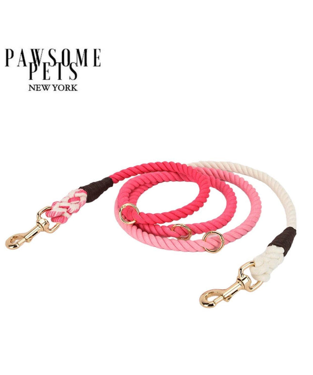 HANDS FREE DOG ROPE LEASH - OMBRE ROSE PINK-0