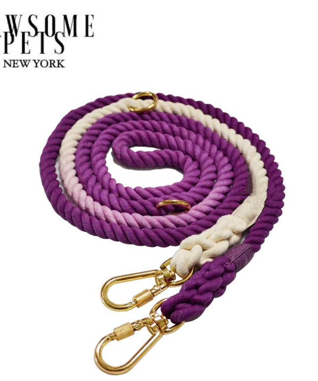 HANDS FREE DOG ROPE LEASH - OMBRE PURPLE-0