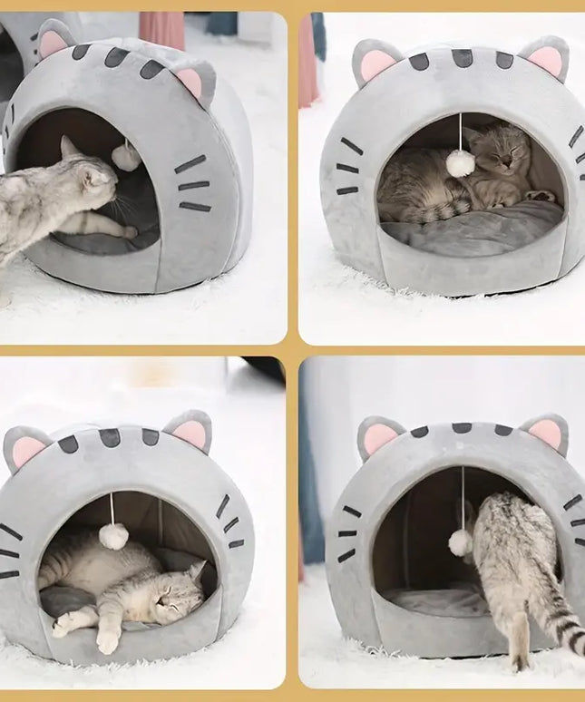 Cozy Cat Bed: Warm Pet House, Kitten Cave, and Sleeping Bag-4