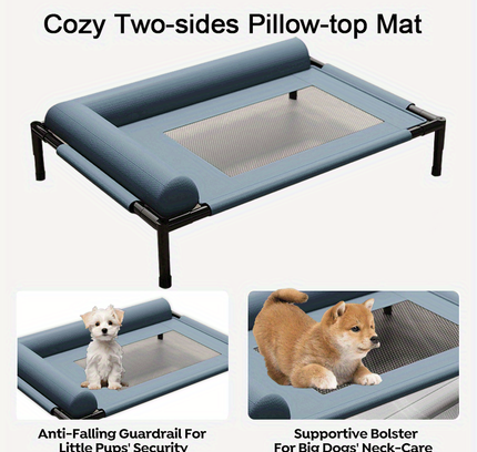 Cooling Raised Dog Bed with Pillow Support-2
