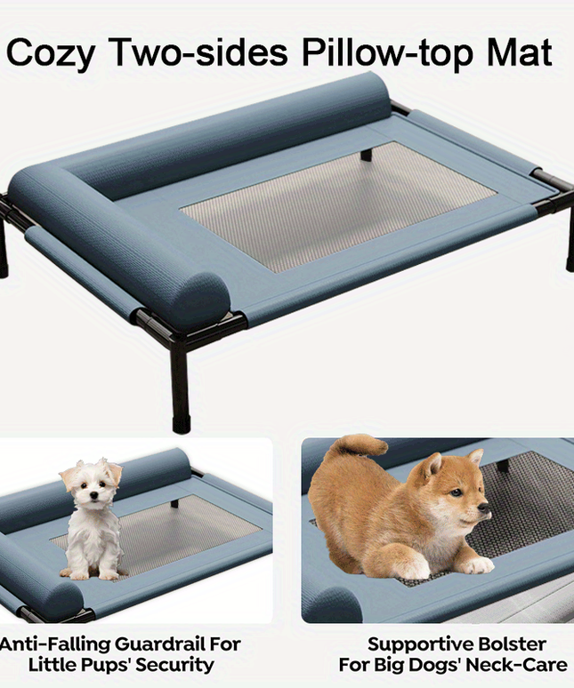Cooling Raised Dog Bed with Pillow Support-2