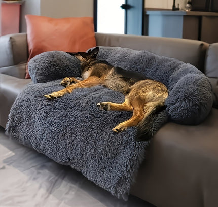 Pet Plush Sofa Bed with Neck Cushion-1