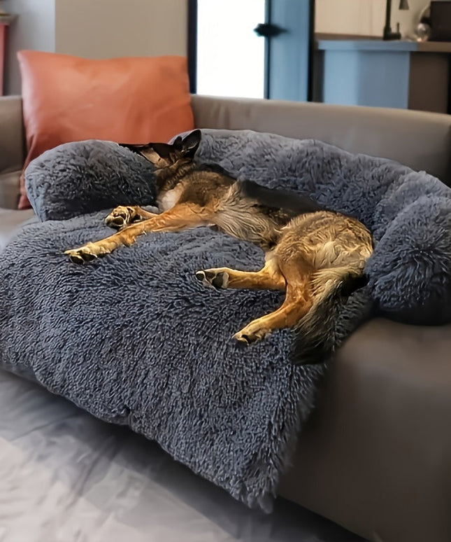 Pet Plush Sofa Bed with Neck Cushion-1