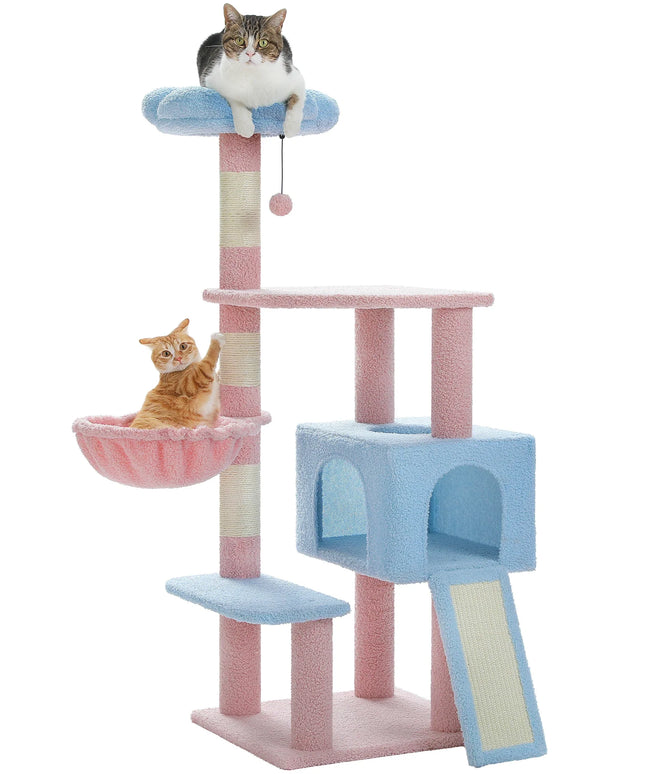 Flower Cat Tree Multi-Level Cat Tower with Sisal Covered Scratching Posts Cute Cat Condo for Indoor Small Medium Cats Top Perch-5