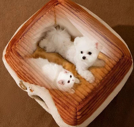 Foldable Soft Pet House And Bed Detachable Cave-Style Nest Brown-4