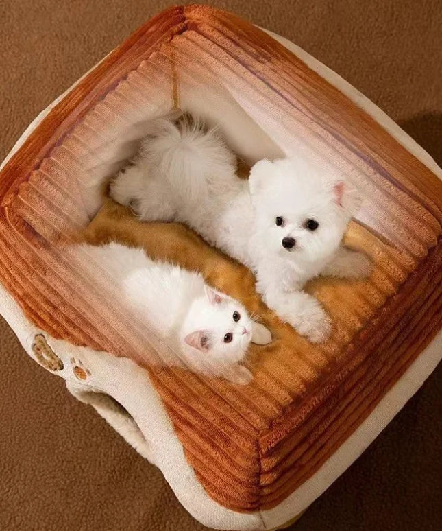 Foldable Soft Pet House And Bed Detachable Cave-Style Nest Brown-4