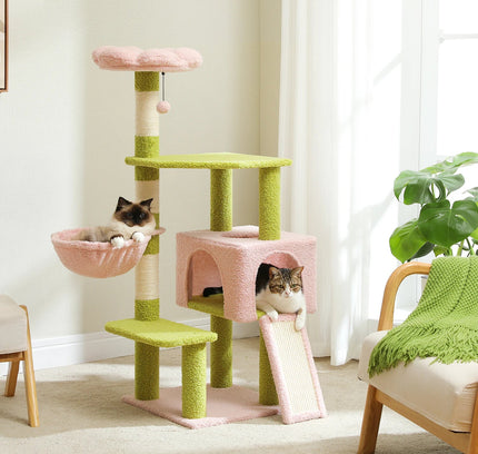 Flower Cat Tree Multi-Level Cat Tower with Sisal Covered Scratching Posts Cute Cat Condo for Indoor Small Medium Cats Top Perch-1