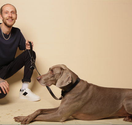 Classic black vegan apple leather dog collar