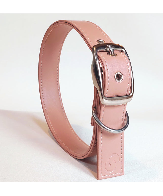 Blush pink vegan apple leather dog collar-0