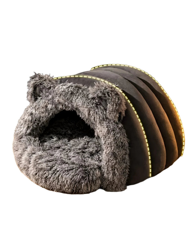 Plush Fleece Cat Cave Bed for Winter Comfort-0
