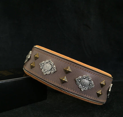"Aztec" grey dog collar-0