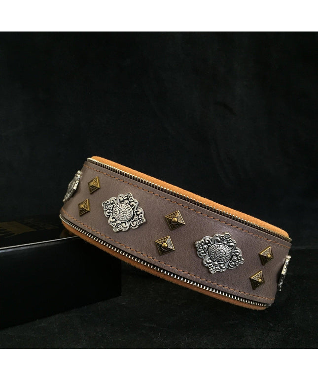 "Aztec" grey dog collar-0